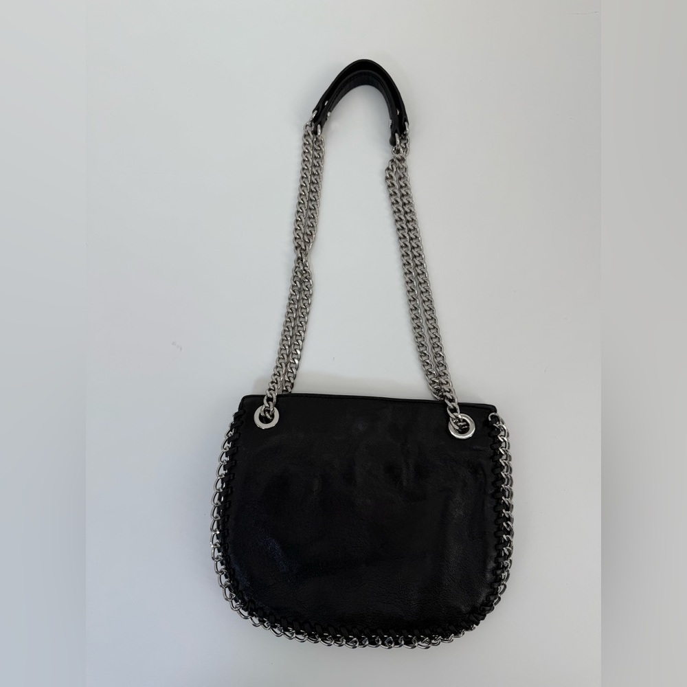 Michael Michael Kors Black Leather Shoulder/Crossbody Chelsea Silver Chain Bag - Picture 3 of 17